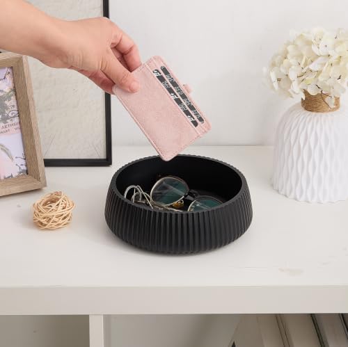7" Modern Key Bowl for Entryway Table - Concrete Small Decorative Bowl - color: Charcoal Black