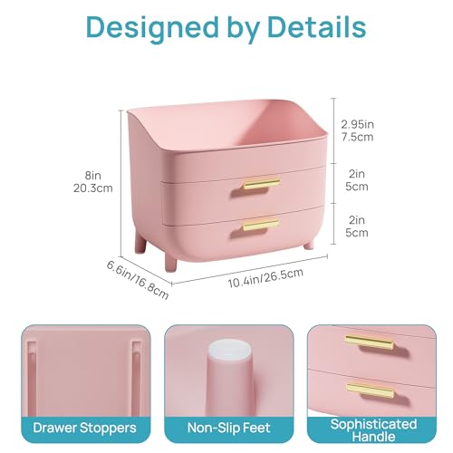 Vtopmart 3-Tier Skincare Makeup Organizer, Pink - color: Pink, size: No Lid