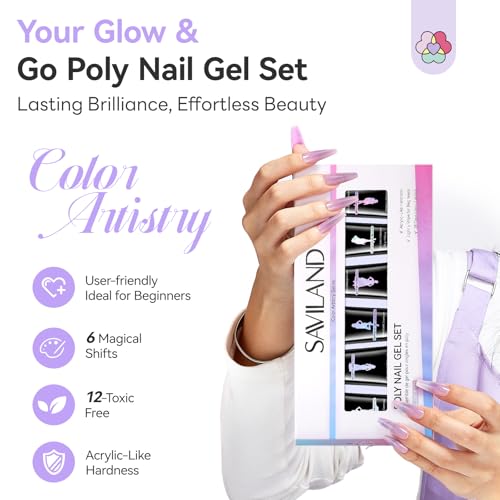 Saviland Hema-Free Poly Gel, 6 Colors Cat Magnetic Eye for 28-Day Lasting - color: 03- 6 Colors Galactic Blue-Violet Shimmer
