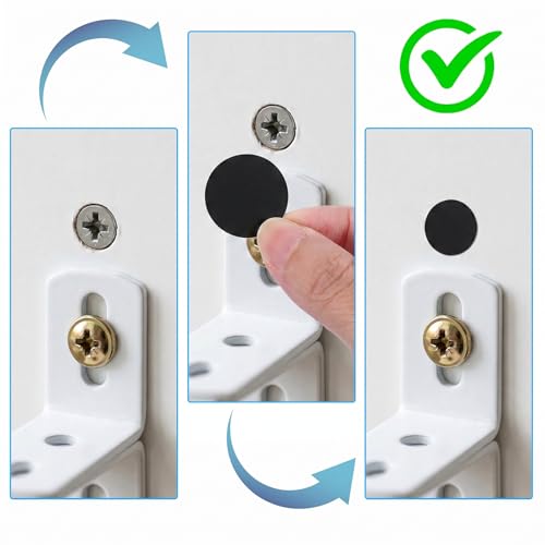 Ouligay 322 PCS Self-Adhesive Screw Hole Sticker, Black Screw Covers Stickers, 12mm/15mm/21mm/30mm/50mm Screws Cover Stickers Dustproof Sticker for Various Furniture Cabinet, Drawers, Desks - color: Black