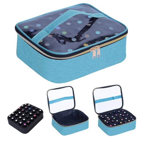 Small Clear Nail Polish Case Holds 30 bottles(15ml-0.5fl.oz) Nail Polish Organizer Multifunctional Nail Polish Bag organizer, Cosmetic Travel Makeup Cases for Women, Green - color: Green 30B, size: 1Pcs-30 bottles