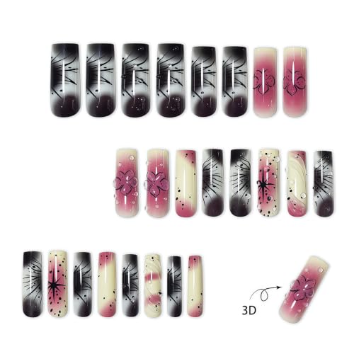 Long Square Press on Nails Gradient Fake Nail for Women 24Pcs - color: 39