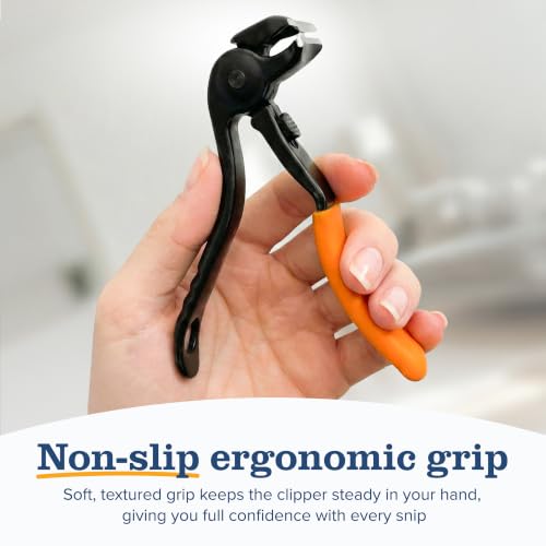 EZPIK Toenail Clippers for Seniors, Long Handle Ingrown Nail Clippers for Thick Toe Nails, Nail Care Set with File, 4.8" Angled Head & Stainless Steel Blades for Weak & Arthritic Hands
