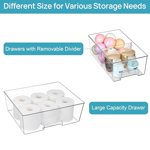 Vtopmart Clear Stackable Storage Drawers, 6 Pack Wide Organizer Set - style: 4 Small+2 Wide