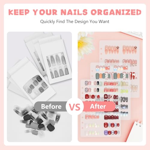 KEIFIN 6 Pcs Press On Nail Book Display Organizer Binder A5 Inserts, Clear - color: CLEAR