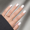 Glossy White Press On Nails, Short Square Reusable Nails - color: B1-Soft Porcelain