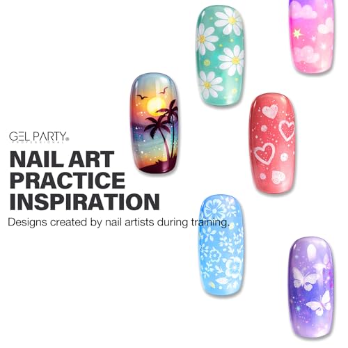 GELPARTY 200 Brown Nail Tips for Practice Hand, Replacement Training Tips