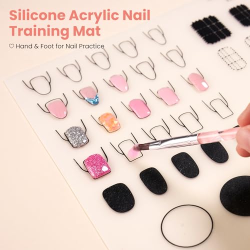 Nail Kit for Beginner with Everything- Practice Hand & 48W Nail Lamp Kit - color: Rose Pink