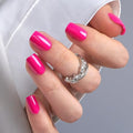 CurvLife Short Square Press On Nails, Vivid Gloss Hot Pink, Soft Gel - color: bright pink
