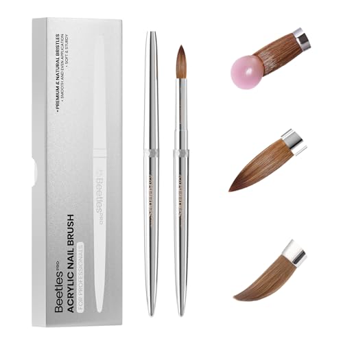 Beetles Pro 1-Pcs Acrylic Nail Brush – Professional Pure Kolinsky Bristles - color: C-Silver-02