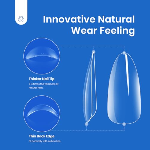 Beetles Gel Nail Tips Almond Medium Shape Nails 500Pcs Pre Shaped - color: Medium Almond 500pcs (Clear)