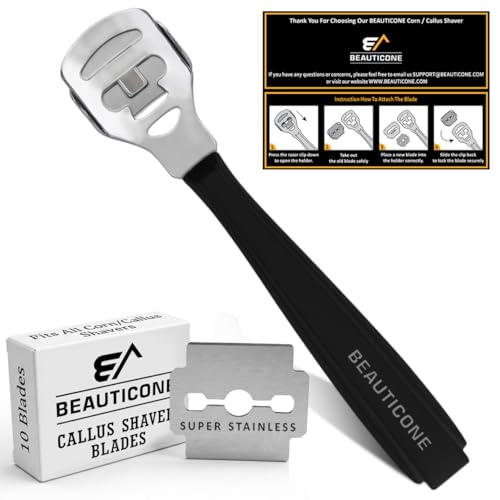 BEAUTICONE Professional Callus Shaver for Feet – Foot Scraper Pedicure Razor with Replaceable Blades – Hard Skin Remover for Cracked Heels & Dead Skin – Pedicure Foot Care Tool for Home & Salon Use - color: Black