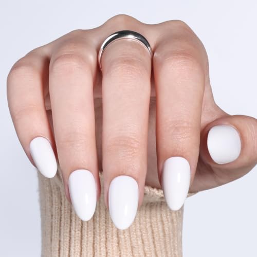 White Press On Nails - White Nails Almond Fake Nails - color: 2B - Cream White