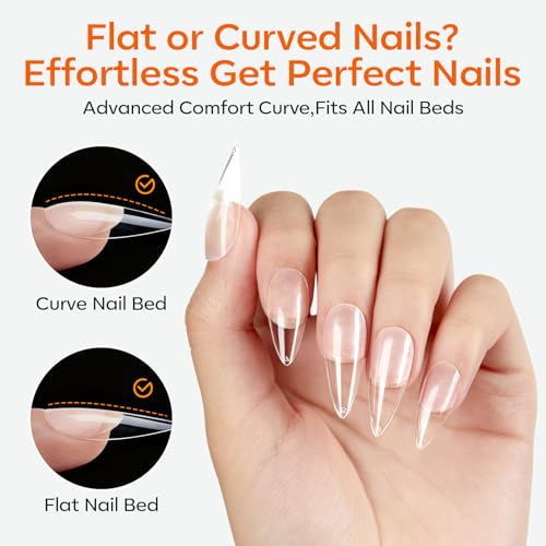 Modelones Medium Stiletto Nail Tips 360pcs Pre-etched Clear Soft Fake Nails - color: A11-Medium Stiletto