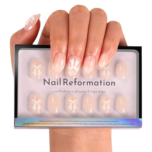 Nail Reformation Press On Nails, Silk Bow | Ivory Extra Short Round 32 Pcs - color: Silk Bow