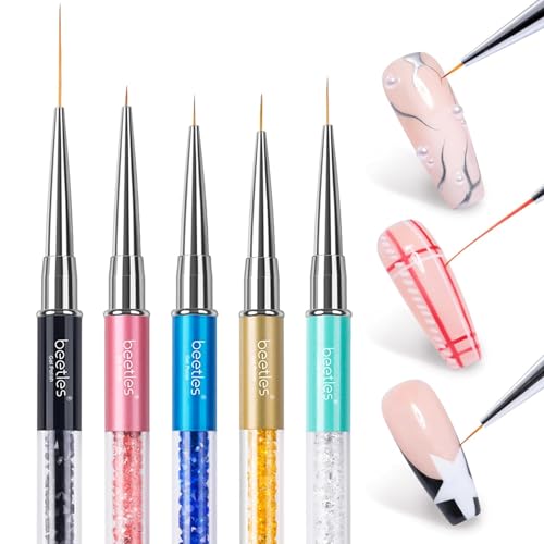 Beetles Gel Polish Nail Art Liner Brushes 5Pcs Painting Art Design Pen Set - color: A-Blue-5