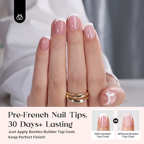 Beetles French Tip Press On Nail Kit - Short Square 150Pcs Pink - color: A - Pink French - S
