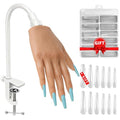 Practice Hand for Acrylic Nails, Silicone Hand, 120 Tips & Stand - color: light skin