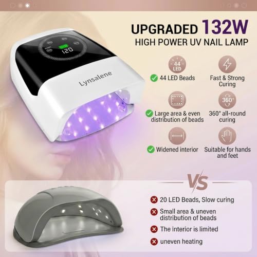 132W UV LED Nail Lamp,Rechargeable Nail Dryer for Gel Nails