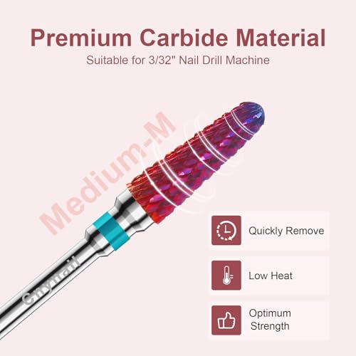 3/32" 2PCS Clean Cone Carbide Cuticle Cleaner Bit for Nail Prep & Cleaning - color: 008 Purple, size: M