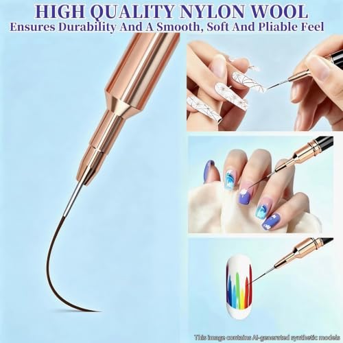 5Pcs Nail Art Liner Brushes Liner Brush for Nails Gel Striping Nail Brushes (Black) - color: Black