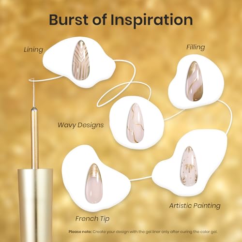 Beetles Metallic Gold Gel Liner 7ml French Tip Gel Polish 3D Mirror Effect - color: B - Gold-1
