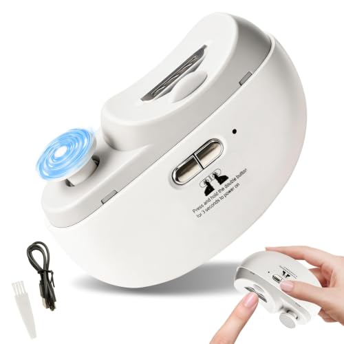 Electric Nail Clipper for Baby Kids Adults Seniors, Rechargeable Nail Trimmer with LED Light & 2 Speeds, 2-in-1 Auto Polishing File with Nail Scraps Storage, Ultra-Quiet Safe Anti-Pinch Design