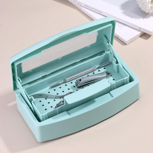 SUTOKAKA Nail Tool Sterilizer Box Plastic Disinfectant Container, Blue - color: Liftable Blue
