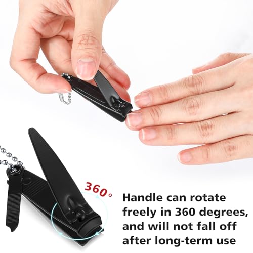 12 Pieces Nail Clippers Stainless Steel Set, Black - color: Black