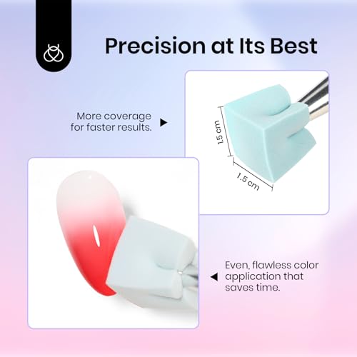 Beetles Gel Polish Soft Nail Sponges for Ombre, 88Pcs Large Size - color: B-Multicolor-88
