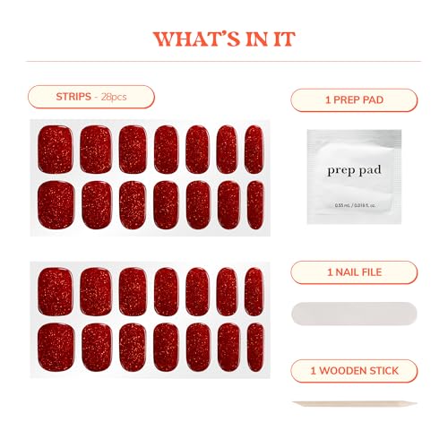 Heyhae Semi Cured Gel Nail Strips - Hey, Red Velvet Crush - color: Hey, Red Velvet Crush