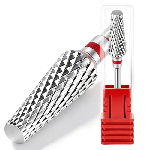 Tungsten Carbide Nail Drill Bit, 3/32" Shank Professional Tapered Nail File Bit for Acrylic Nails, Gel Polish Remover, Cuticle Clean, Manicure Pedicure Tool (Fine - F)