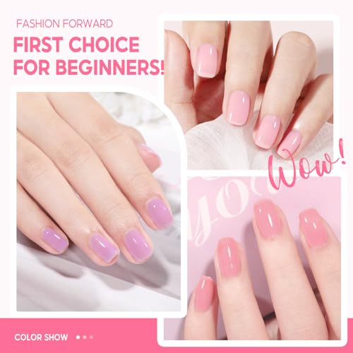 COSCELIA Jelly Gel Nail Polish 22 Colors with 3PCS Base Top Coat Translucent Pastel Nude Pink Green U V Gel Polish Soak Off Nail Gel Kit for Salon Home Nail Art - color: 21 Colors Jelly Gel Nail Polish 01