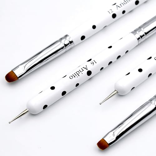 4Pcs Acrylic French Manicure Brushes & Dotting Pens, White - color: White