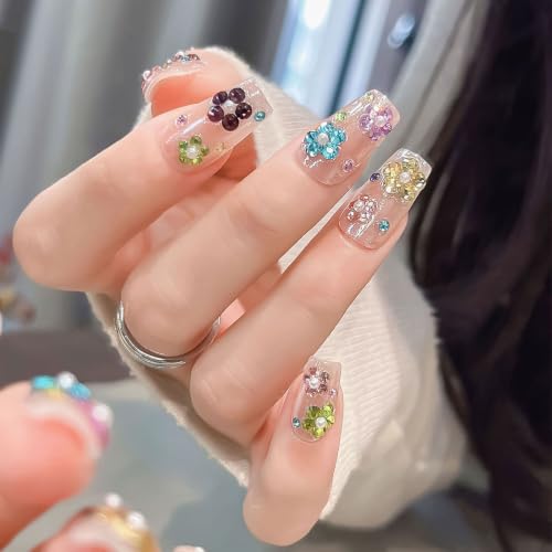 1440pcs Shiny Zircon Nail Rhinestones Colorful Zircon Mini Nail Clear Rhinestones Multi Shapes Crystal Nail Gems Multi-Color Flatback Gemstones Nail Accessories Nail Supplies - color: Multicolor Gem-B
