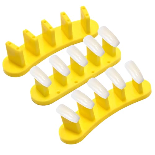 3PCS False Nail Art Tips Practice Display Stand Tool with 110 Tips - color: Yellow