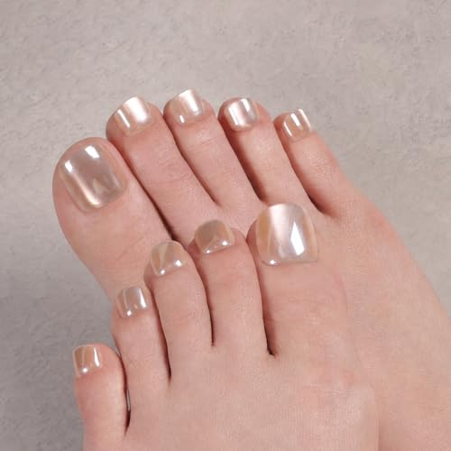 Nail Reformation Press On Toenails, Champagne Short Square Fake Toe Nails - color: Moonstone Shimmer