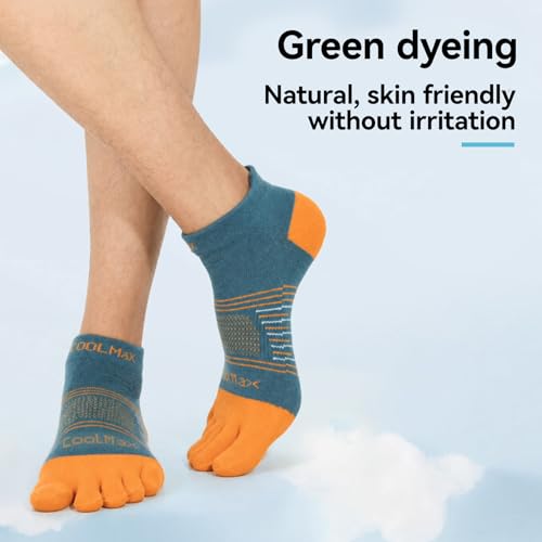 Toe Socks Cool-max Running Socks for Men Women 3 Pairs Athletic Breathable Five Finger Socks - color: Multicolor-c04# Ankle/3 Pairs, size: Medium