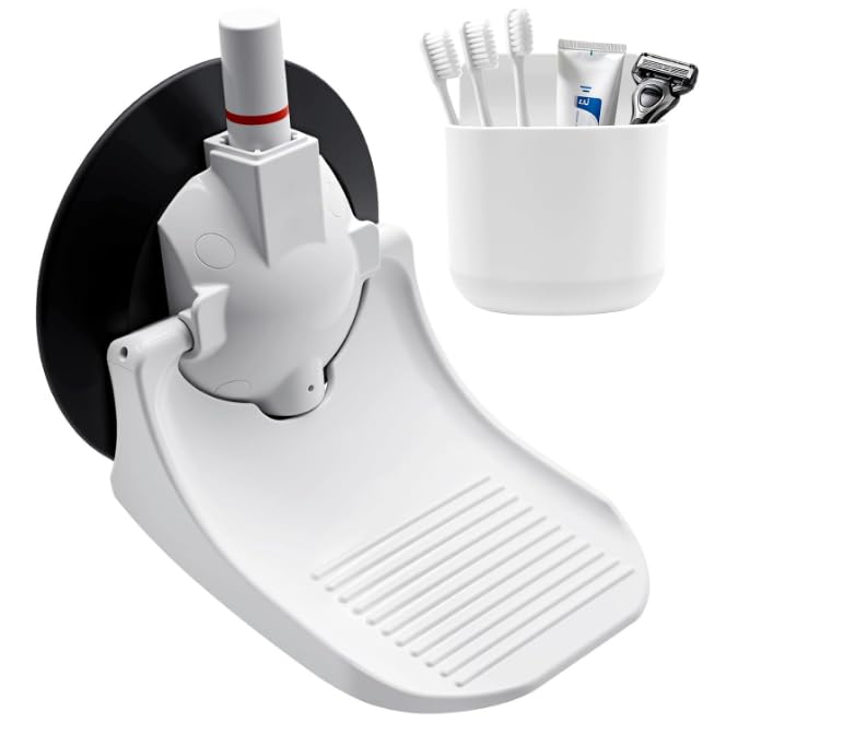 Shower Foot Rest with Wall Mounted Storage Holder for Shaving Leg & Cream