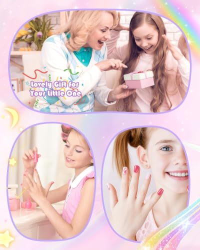 krofaue Kids Nail Tips with Handle - Flexible Gel Press on Nails - color: Clear Kids Nail Tips