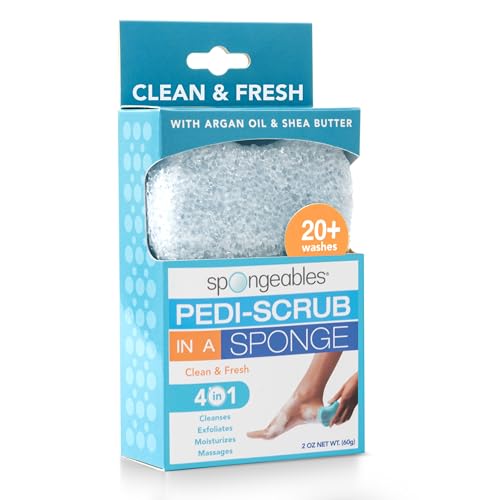 Spongables Pedi Scrub Foot Exfoliating 20+ Wash Sponge, Clean & Fresh, 1 Count - color: Clean and Fresh, size: 1 Count (Pack of 1)