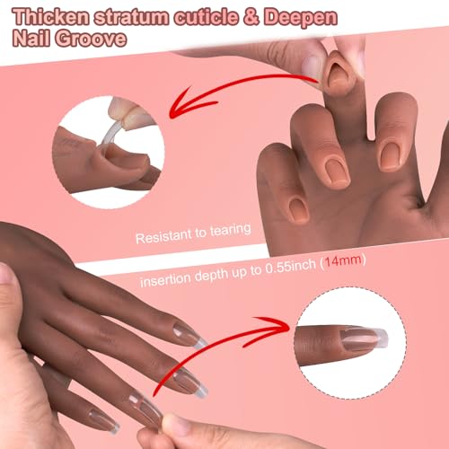 Practice Hand for Acrylic Nails，Nail Practice Hand with Stand Bracket, Flexible Bendable Silicone Nail Practice Fake Hand, Nail Training Mannequin Hand for Acrylic Nails for Beginners, Nail Tech - color: 5#