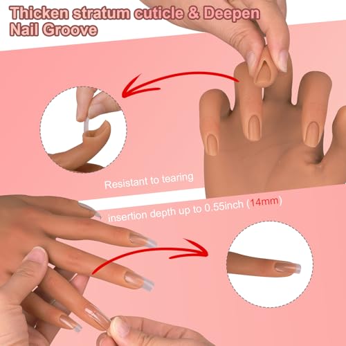 Practice Hand for Acrylic Nails,Silicone Nail Practice Hand with Stand Bracket,Realistic Bendable Mannequin Hand, Fake Hand for Nails Display, Manicure, Nail Tech - color: White bracket 4#
