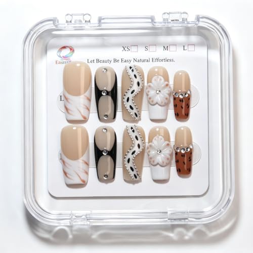 Handmade Medium Taper Square Press On Nails|Reusable & Salon QualityO932, S - color: O932, size: S