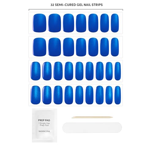 Dashing Diva Glaze Nail Strip Set - Amalfi Blue - Long Lasting, Chip Resistant, Semi-Cured Gel Nail Strips - Summer Gel Set - 4-Piece Manicure Kit with 32 Strips - color: Amalfi Blue