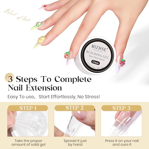 MIZHSE Solid Builder Gel Clear 3D Nail Gel, Non-Stick Hand Sculpting Gels - color: 15g Clear