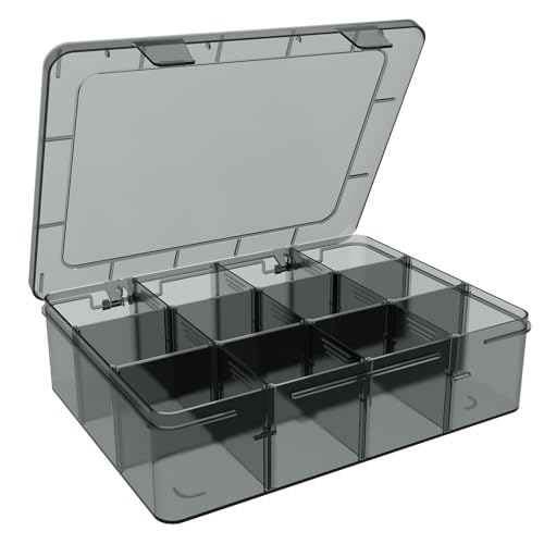 SRNYJAO Plastic Organizer Box, Clear Tackle Box Organizer Compartment Box - color: gray, size: Large 12 Grids
