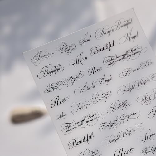 1 Sheet Letter Nail Stickers English Alphabet Nail Decals 3D Self-Adhesive Black Letter Nail Art Sticker Letters Nail Accessories Cursive Script Nail Supplies for Women Manicure Decoration DIY - color: Black Letter