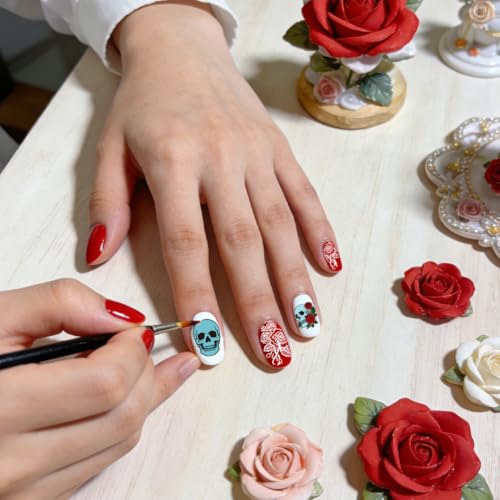 6 Sheets Nail Stamping Plate Skull Rose Nail Art Stamp - color: Skull Rose