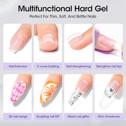 Gellen Clear Builder Gel for Nails, 30g Durable Hard Gel with 20 Pcs Forms - color: Crystal Clear